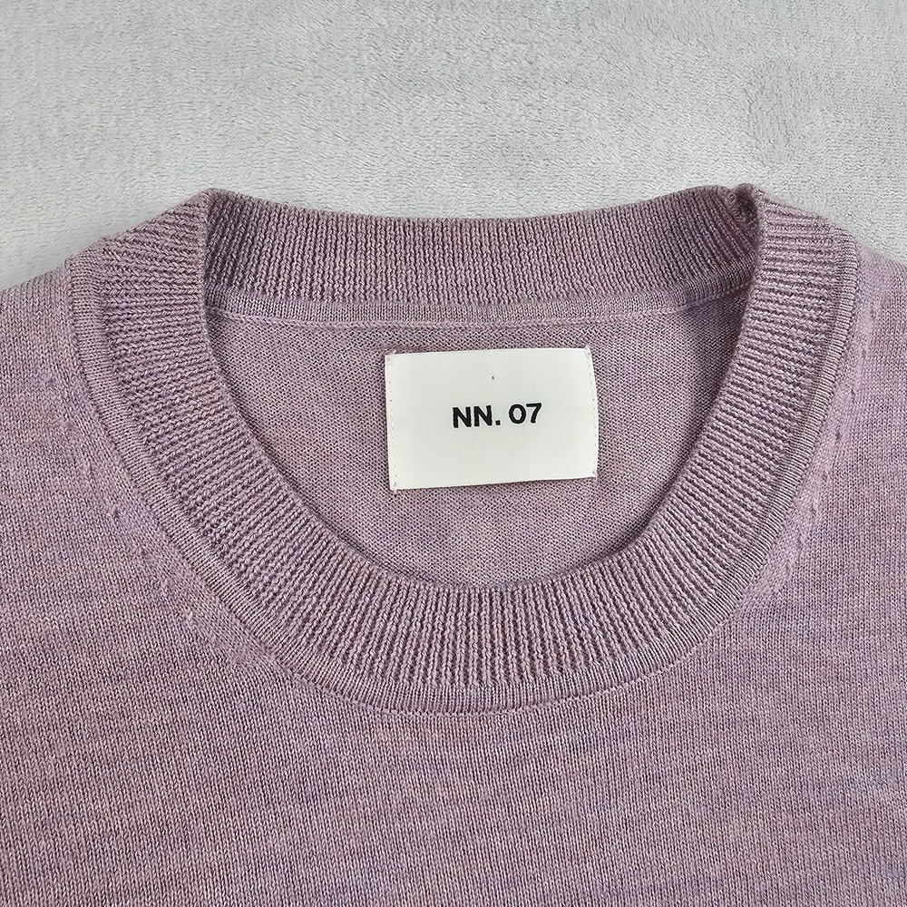 NN07 Sweater Mens L 100% Merino Wool Crewneck Knit Pullover Lilac Lavender - Picture 2 of 8